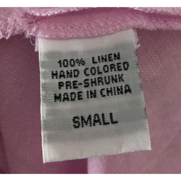 Russ Berens Top Women's Size Small Pink V-Neck Long Sleeve 100% Linen - Picture 6 of 6